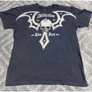 Affliction Live Fast Graphic Tee Size 2XL Y2K Vintage RARE